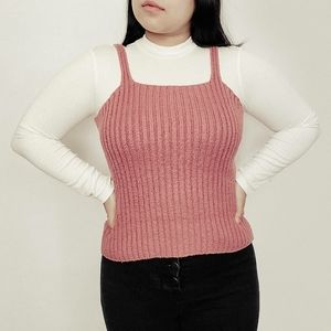 Nine West Pink Cable Knit Tank Top